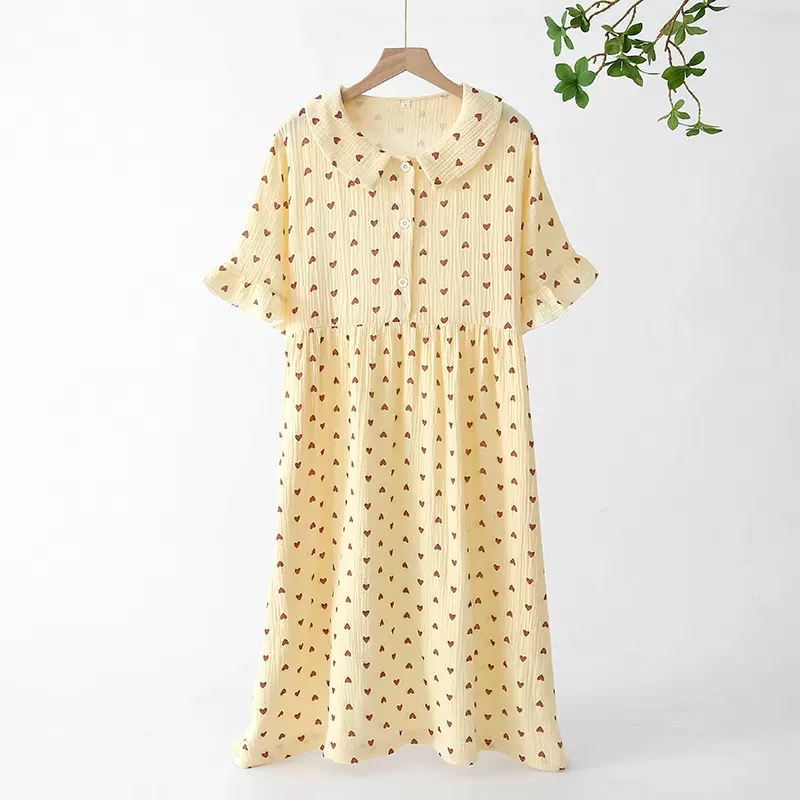 可外穿睡裙女夏季纯棉短袖薄款宽松家居服甜美可爱公主全棉睡衣夏