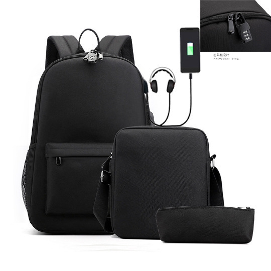 Cross-border Hot Shoulder Backpack USB Convenient Charging Star Three-piece Set Crossbody Pencil Bag Computer Bag Bag Bag Wholesale Cross-border Hot Shoulder Backpack USB Convenient Charging Star Three-piece Set Crossbody Pencil Bag Computer Bag Bag Bag Wholesale