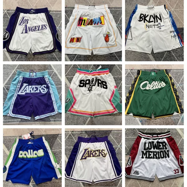 Wholesale foreign trade Lakers Nets Heat Suns Spurs Celtics Warriors Raptors Mavericks Rockets pocket basketball shorts