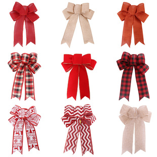 Amazon Christmas decorations bow handmade linen bow festive atmosphere decoration Christmas tree wreath