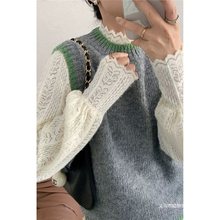 半高领加绒蕾丝打底衫女秋冬2025新款百搭长袖毛衣内搭宽松上衣潮