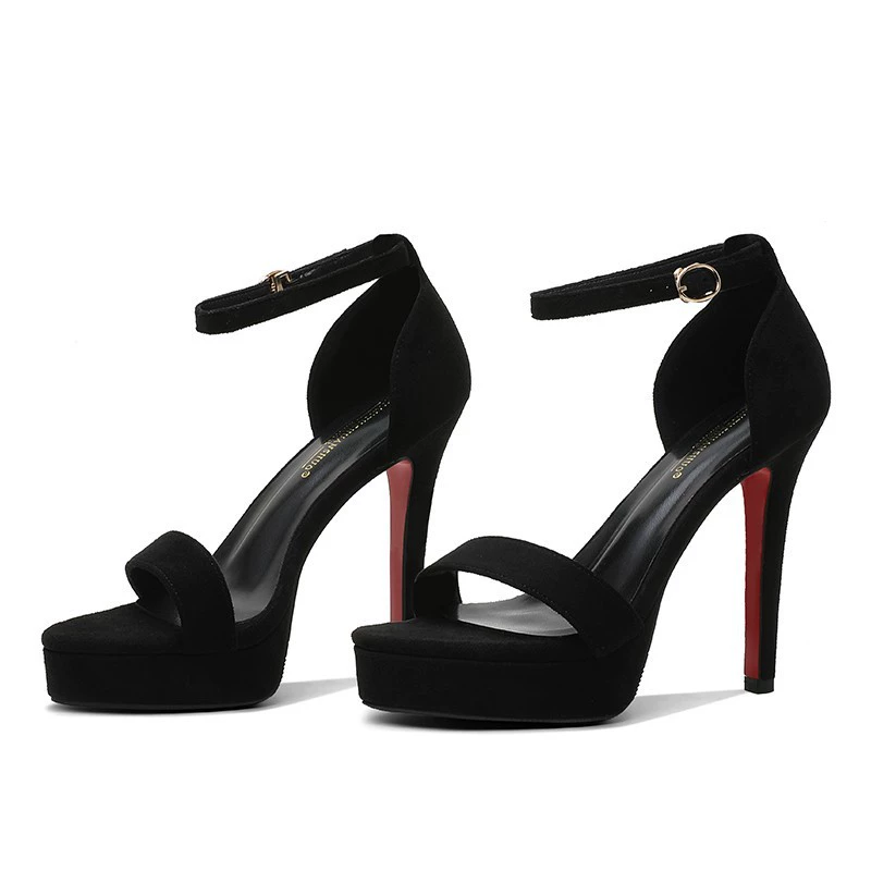 Platform Sandals 12 cm Square Heel, Waterproof Platform with Buckle Strap, Sizes 34–41