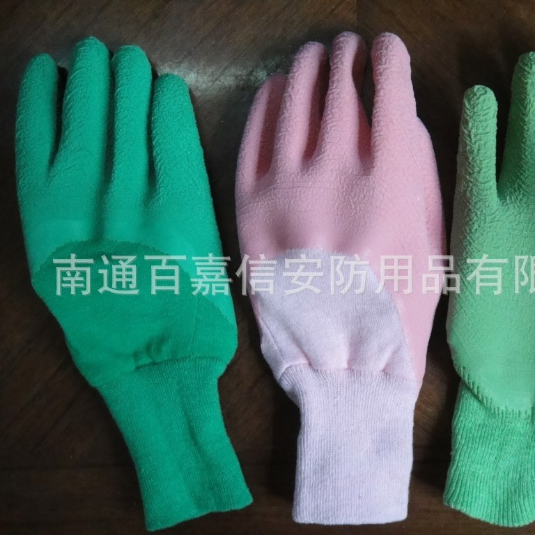 棉毛布浸乳胶浸胶手套花园工作劳保手套