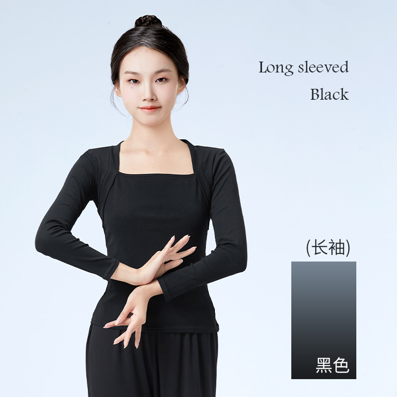 Ropa de práctica de danza para mujer, primavera y verano, ropa de danza moderna de media manga para profesora de ballet, top de imitación de dos piezas, venta al por mayor.