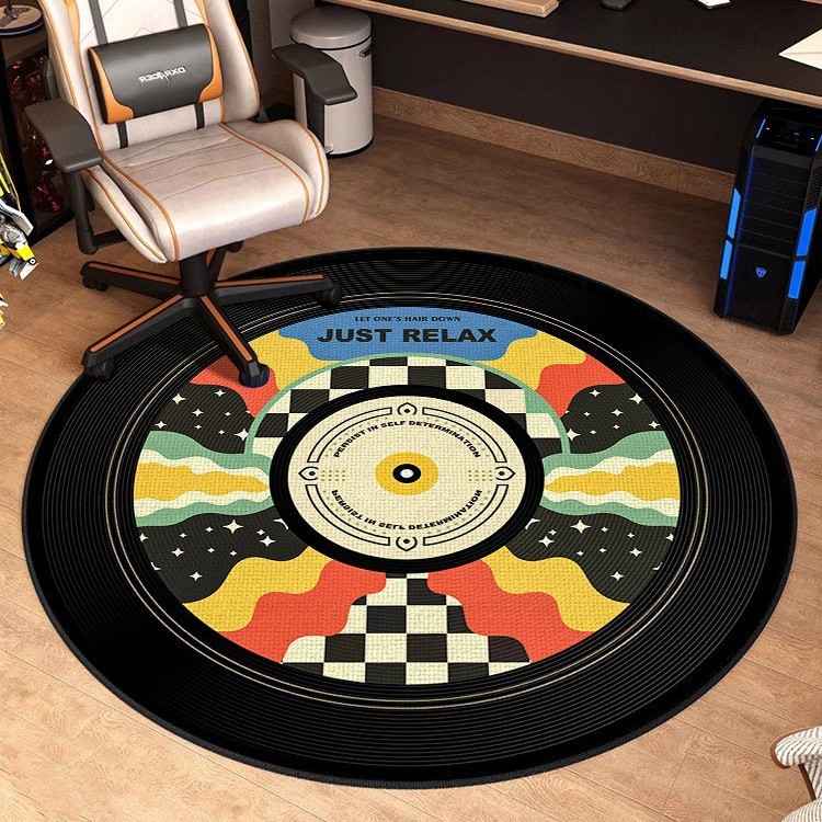 Cross-Border Musical Instrument Round Carpet Living Room Crystal Velvet Bedroom Bedside Rug Creative Chair Sofa Home Non-Slip Foot Mat