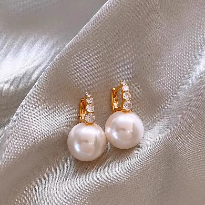 Серебряная игла, белый цирконий, модные милые серьги из жемчуга, цветок, французский стиль