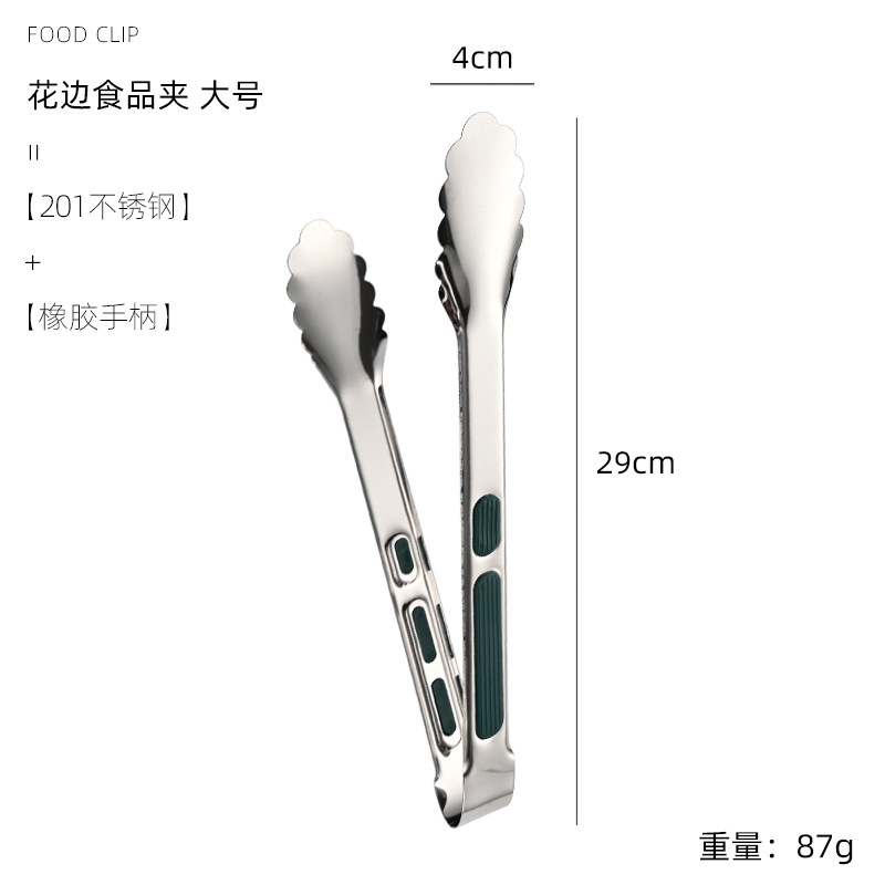 Clip de comida de flor de ciruelo 201 clip de barbacoa largo de acero inoxidable buffet restaurante hotel clip de comida multifuncional