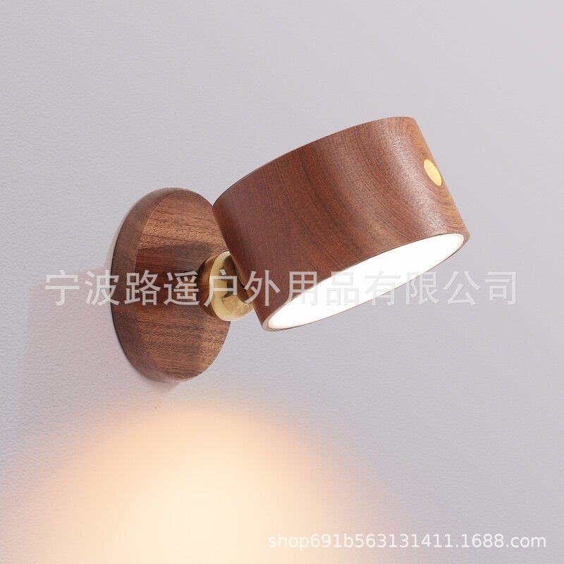 新款木纹触控床头灯极简卧室过道走廊灯客厅墙壁灯具创意小夜灯|undefined