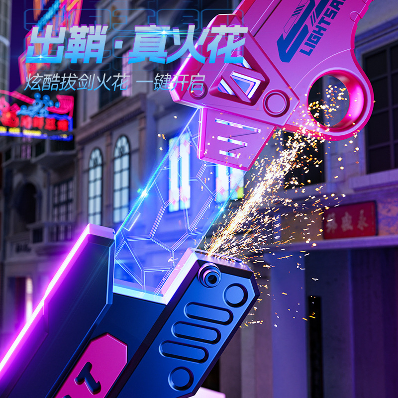 One-Touch Pop-Up Spark Light Saber Toy for Boys, Heavy-Duty Flame-Spraying Luminous Samurai Sword, Glowing Sword for Boys, Laser Sword One-Touch Pop-Up Spark Light Saber Toy for Boys, Heavy-Duty Flame-Spraying Luminous Samurai Sword, Glowing Sword for Boys, Laser Sword