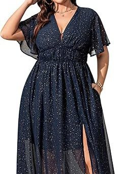 Processed Customized Long Skirt Dress Cross-Border European and American Amazon Cocktail 2025 Printed Summer Wedding Guest Blue