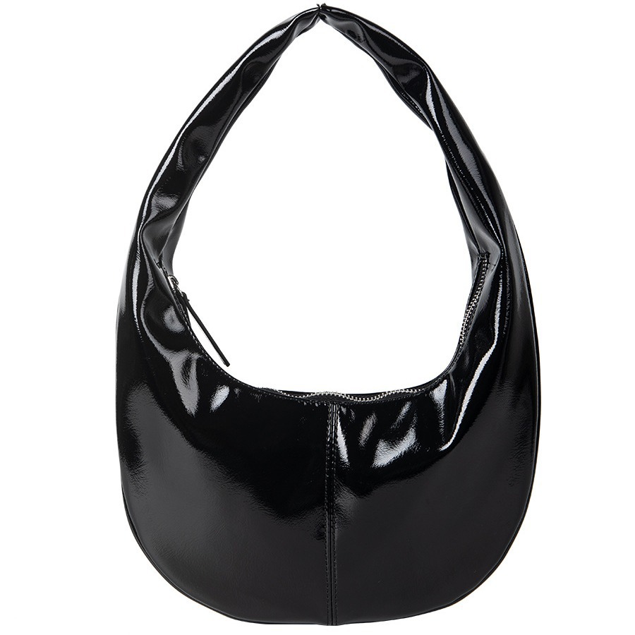 Personalized and fashionable cream colored patent shiny bread PU leather versatile Korean version hand-held armpit_voghion.com