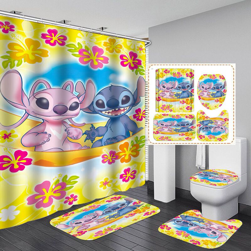 Direct Sales from the Source, High-Definition Shower Curtain Four-Piece Set, Didizi Waterproof Punch-Free Bathroom Partition Curtain, Hotel Shower Curtain