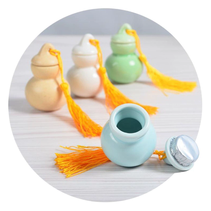 Китайская банка для таблеток керамический порошок ладана медицинский порошок герметичная банка Логотип Напечатанная Керамическая Мини-тыква порошок ладана Медицина Таблетка банка