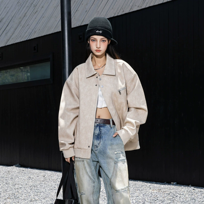 Autumn retro polyurethane water repellent jacket for leisure
