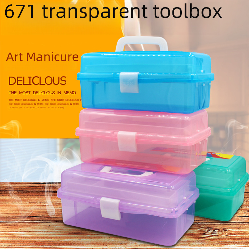 Big art plastic transparent pigment storage box for manicure