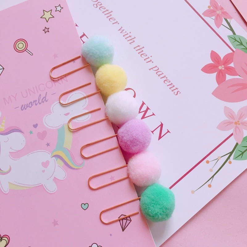 Ручная книга маленькая свежая миндальное печенье цвет меховой шар Скрепка креативный металлический цвет Закладка Скрепка сообщение