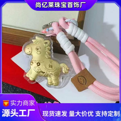 新款足金999马上有钱钥匙扣卡通生肖小马挂件情侣钥匙扣挂饰批发