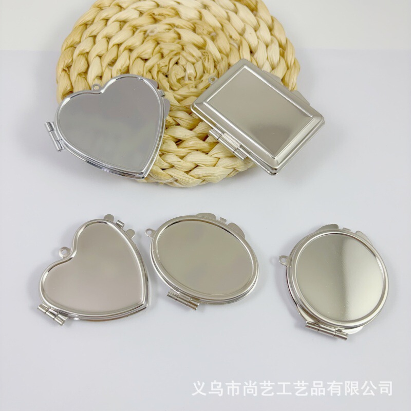 Metal Mirror Keychain, Photo-Adhesive Double-Sided Frame Key Pendant, DIY Portable Mirror Supplies
