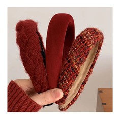 2024 New Autumn/Winter Red High Crown Headband Wide Edge Anti-Slip New Year Edition Festive Hairband Sweet and Elegant Hairstyle Accessory