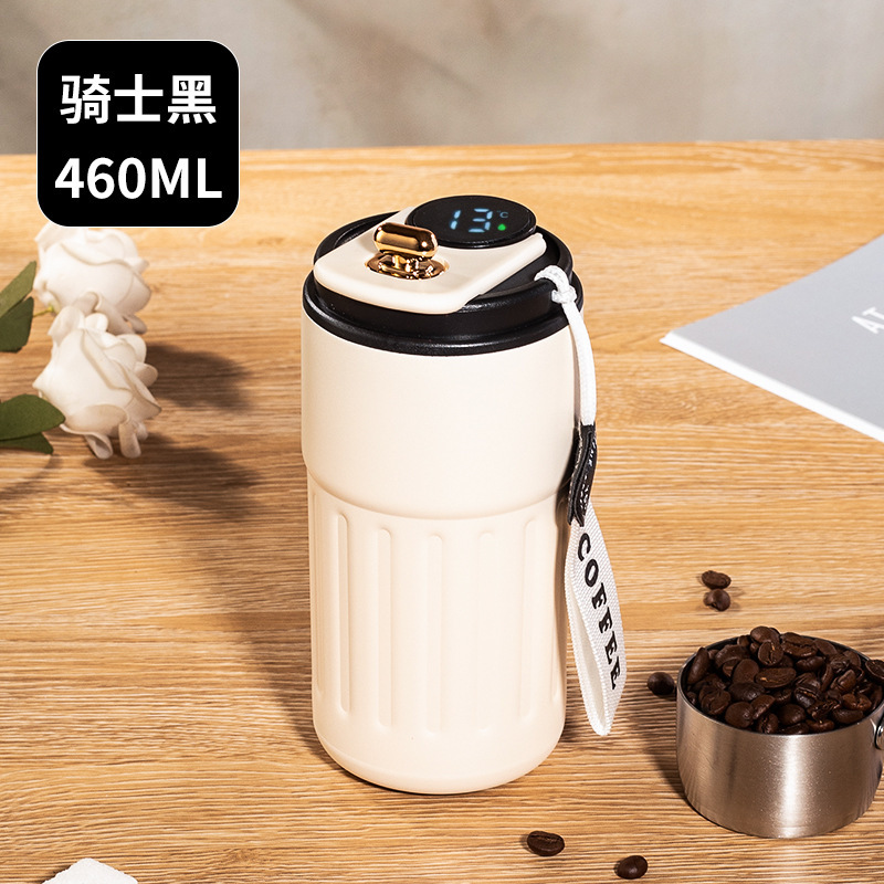 高颜值显温咖啡杯316不锈钢保温杯大容量便携礼品水杯提绳口袋杯|undefined