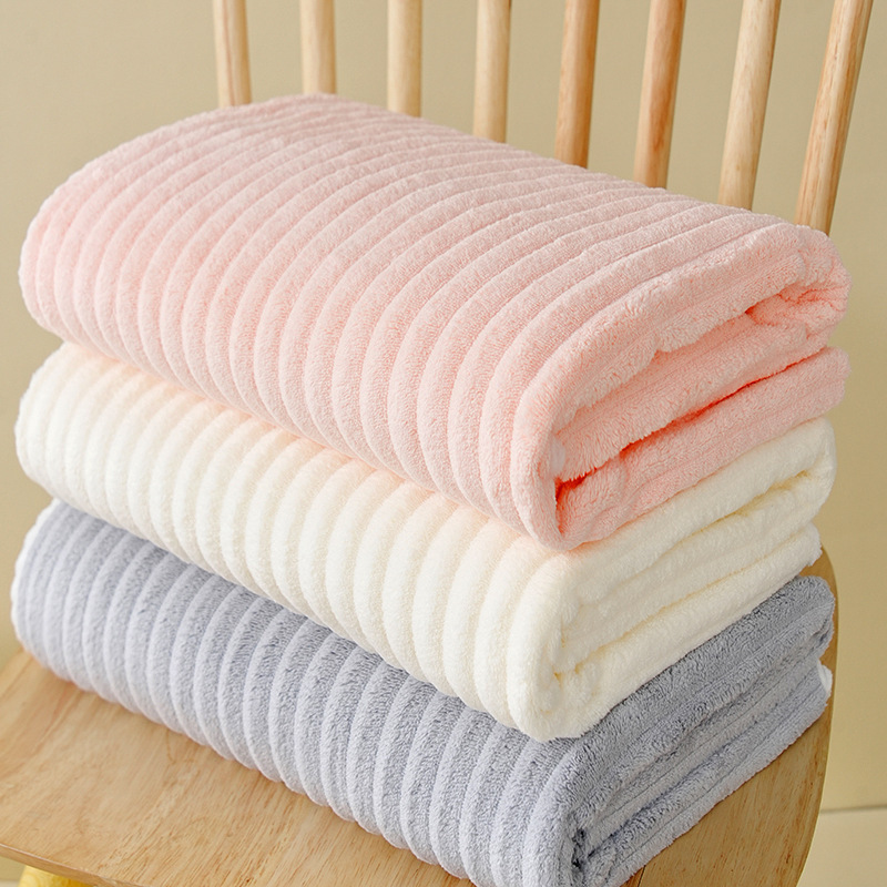 Foreign trade candy bar bath towel 70x 140cm coral fleece factory direct bath generation wholesale straight stripes new thick Foreign trade candy bar bath towel 70x 140cm coral fleece factory direct bath generation wholesale straight stripes new thick