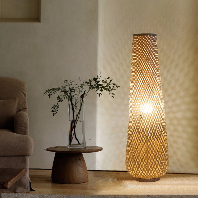 Japanese restaurant bed & breakfast floor lamp Nordic living room bedroom tea room Zen tatami silent style bamboo woven floor lamp Japanese restaurant bed & breakfast floor lamp Nordic living room bedroom tea room Zen tatami silent style bamboo woven floor lamp