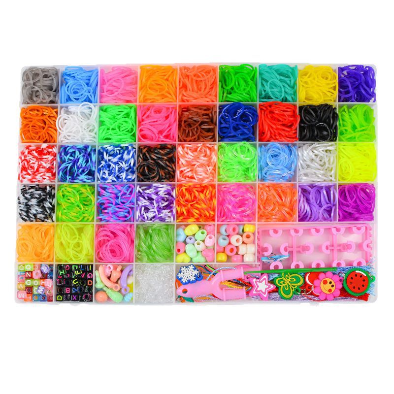 Juego de 32 rejillas de gomas elásticas de colores arcoíris para tejer pulseras, juguete educativo para niños, tejido a mano, transfronterizo