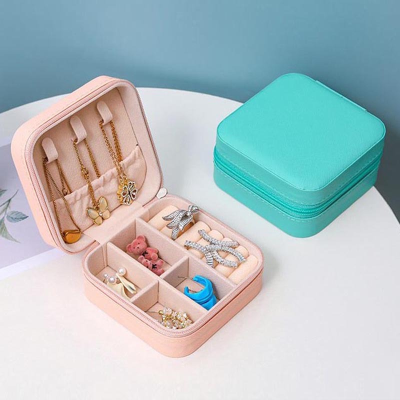 简约ins马卡龙色饰品收纳盒旅游出行手链项链耳钉戒指便携首饰盒