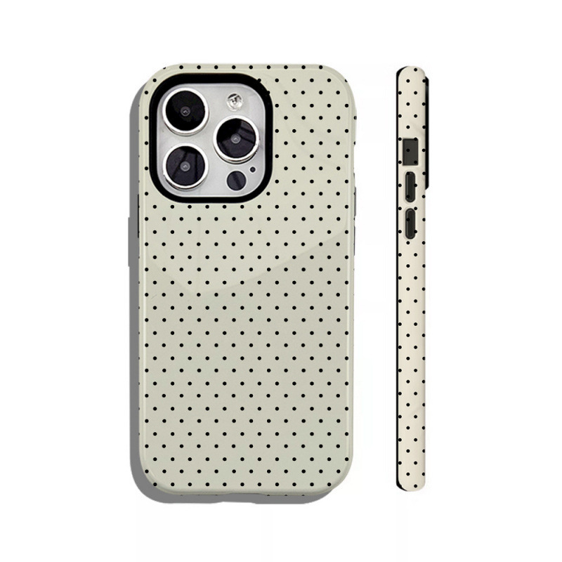 Amazon's Cross-Border Popular Beige Polka Dot High-End Magnetic Film Two-In-One Suitable for Apple 16 Double-Layer Anti-Fall
