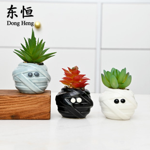 Dongheng New Style Garden Balcony Potted Horror Plant Mummy Fleshy Flower Pot Wansheng Theme Small Ornaments