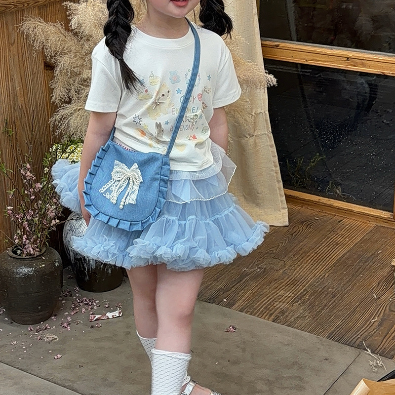 Hermosa bolsa de hombro de la niña de arco de encaje, mini bolsa de cambio para bebés 2026 nueva bolsa para niños