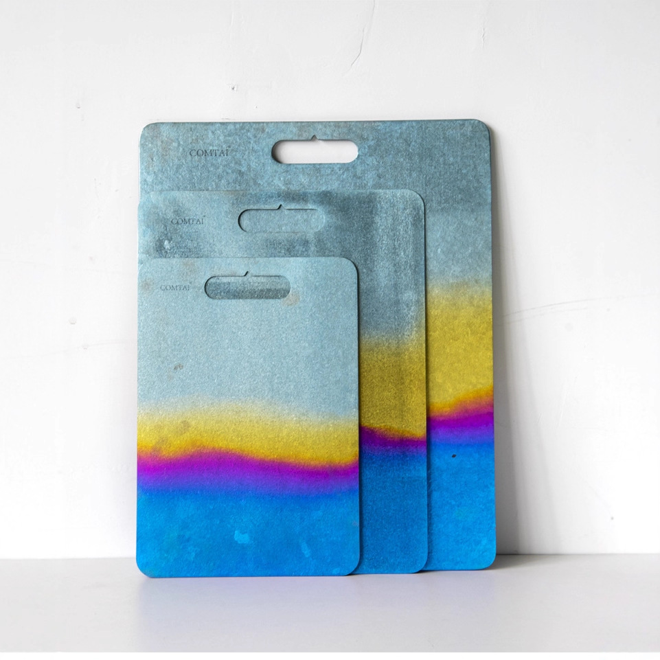 COMTAI tabla de cortar de titanio puro para el hogar tabla de cortar de titanio anti-moho tabla de cortar antibacteriano de doble cara para el hogar tabla de cortar de frutas para exteriores portátil