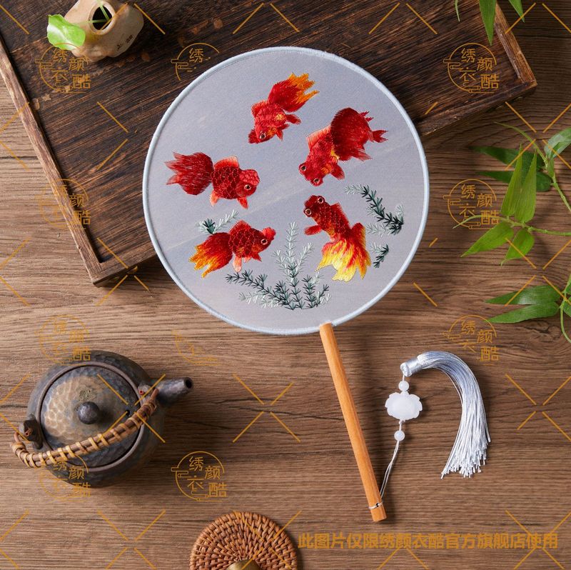 蘇州刺繍古典舞扇 刺繍両面扇子 舞踊漢服 中国風工芸扇 工場直販|undefined