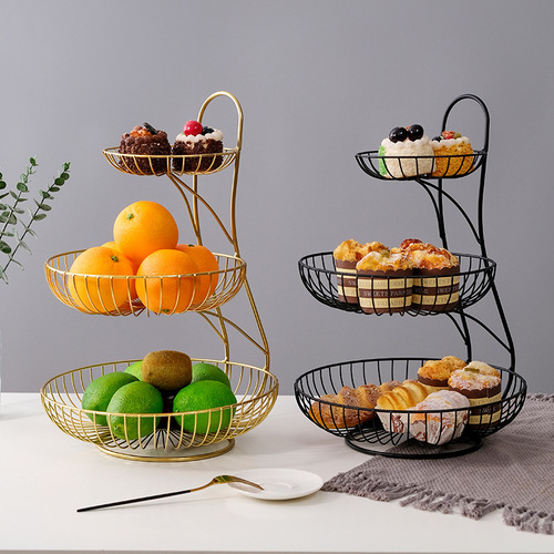 Direct Manufacturer Sale Creative Multi-layer Fruit Basket Iron Dry Fruit Basket Living Room Restaurant Storage Rack Multi-layer Candy Rack