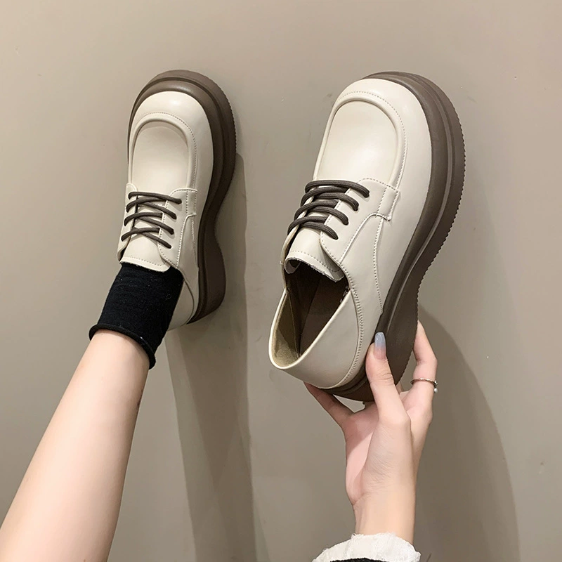 Женская обувь больших размеров 41-43 счастливые туфли, женские летние туфли на толстой подошве в стиле ретро с квадратной головкой, британские маленькие кожаные туфли, кексы с большой головой, одиночные туфли