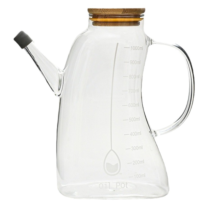 Olla de aceite de vidrio botella de aceite del hogar Olla cocina de gran capacidad salsa vinagre botella de condimento a prueba de fugas aceite no colgante con escala