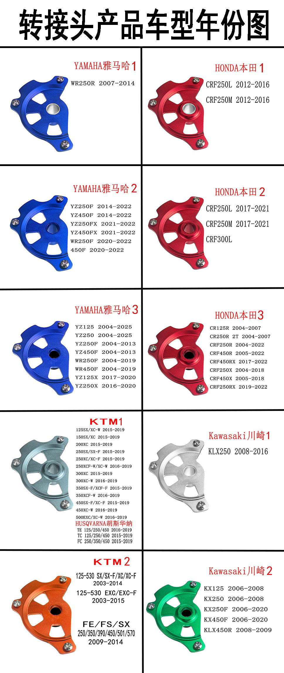 Factory Direct Sales Motorcycle Brake Panel Cover Adapter Code Crf Yz Kxf Klx Wr Exc Motorcycle Accessories