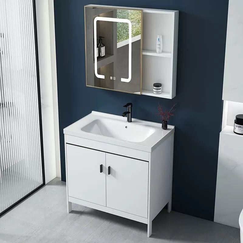 Space Aluminum Modern Floor-Standing Washbasin Bathroom Vanity Cabinet Combination Integrated Washstand for Bathroom