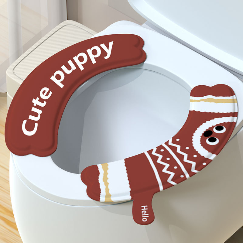 かわいい猫トイレマットオールシーズン 2025 新しい家庭用粘着トイレ夏クッション便座カバー|undefined