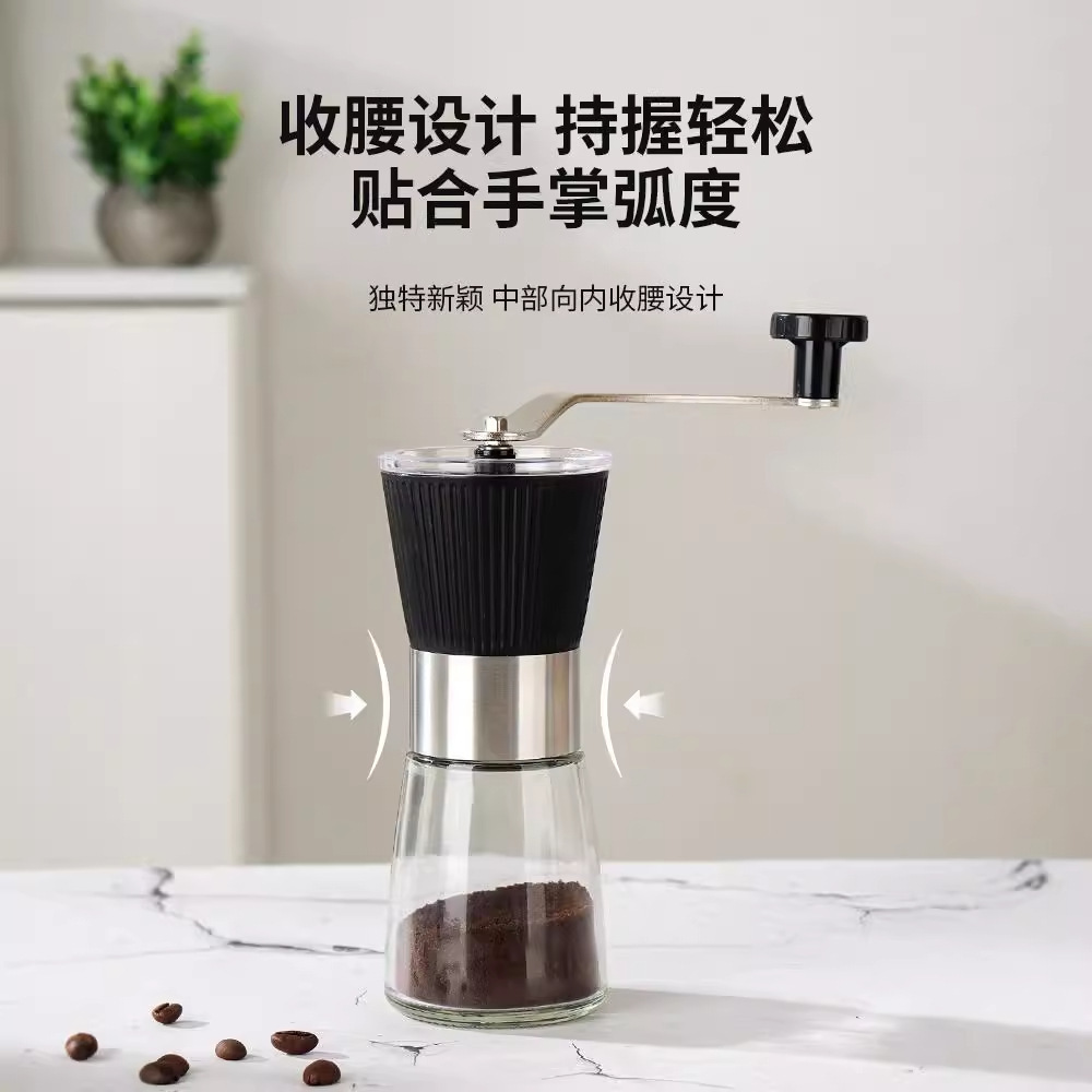 Coffee Machine 2025 New Model Hand Grinder for Home Use, Stainless Steel Small Manual Pour-Over Split Hand-Crank Glass Coffee Grinder