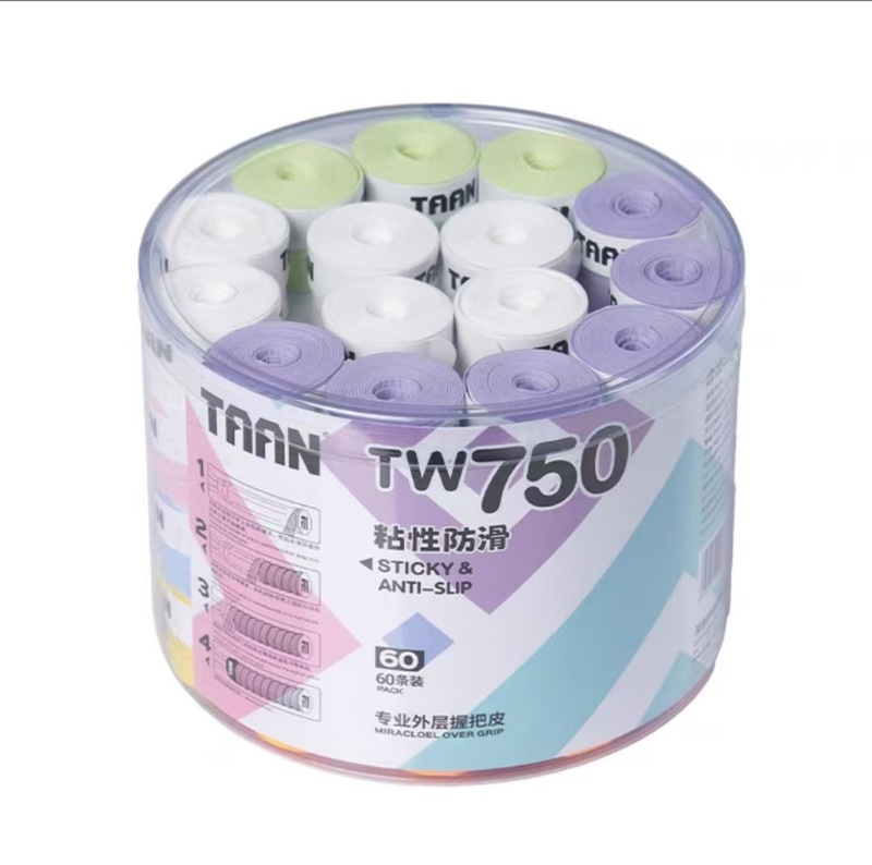 Taian TAAN バドミントンハンドグルー 吸汗性グリップグルー フロストタイプ フェザーラケット 60本入り バレル TW-800 ハンドグルー|undefined