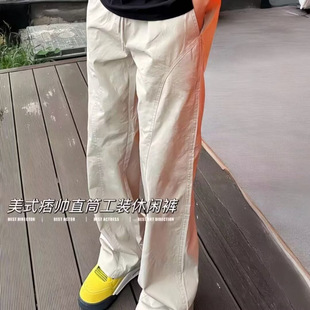 American-style Skinny All-match fleece-lined Casual Pants Men's Slimming Loose Straight Tooling Micro-blare Trendy Outdoor Trousers