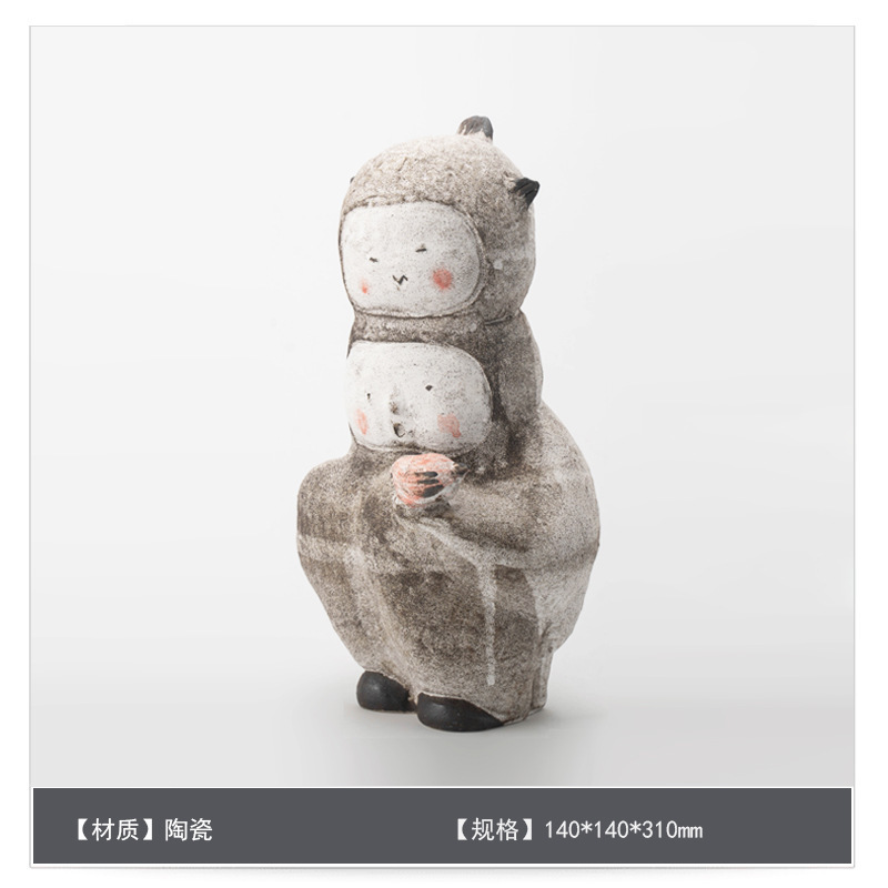 景德镇纯手工陶瓷侘寂风花瓶卡通摆件送礼趣味客餐桌软装花器饰品|undefined