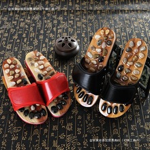 鹅卵石足底按摩鞋男女家居鞋家用脚底穴位按摩凉拖鞋木板指压拖鞋