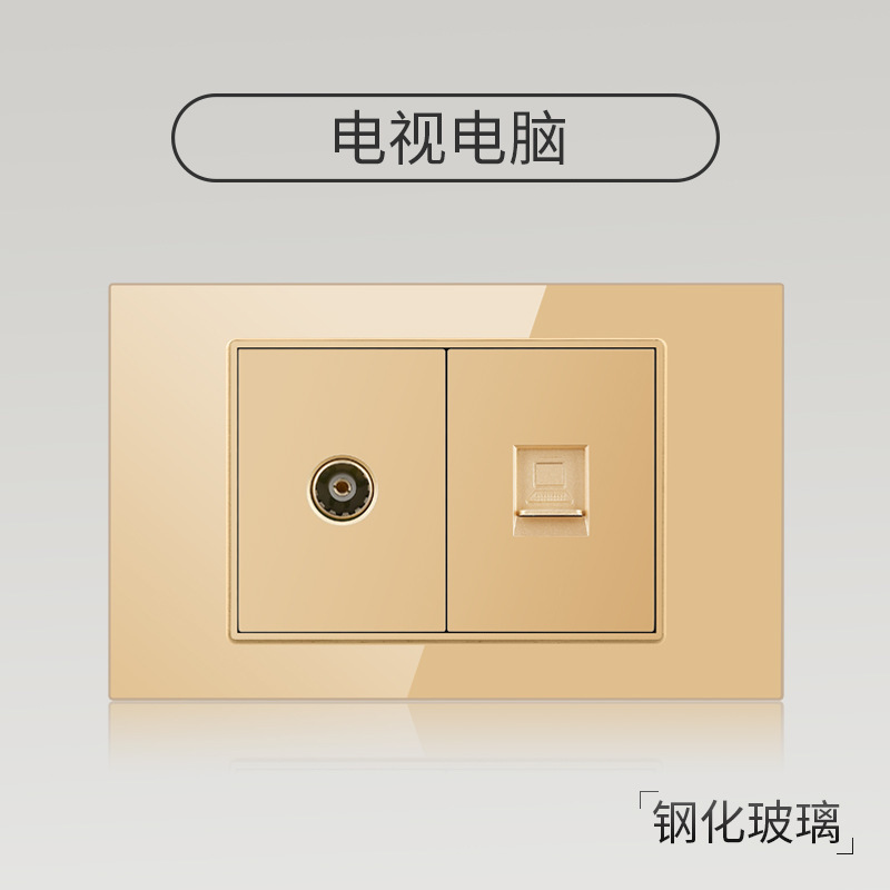 Taiwán estilo americano USB tipo-C interruptor de vidrio temperado dorado 118 tipo panel de toma de corriente de pared mexicana