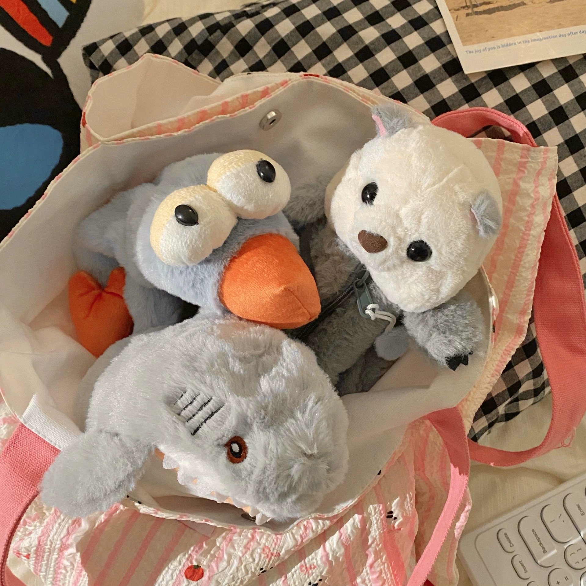 Cute plush capacious cartoon pencil case for students, for secondary school