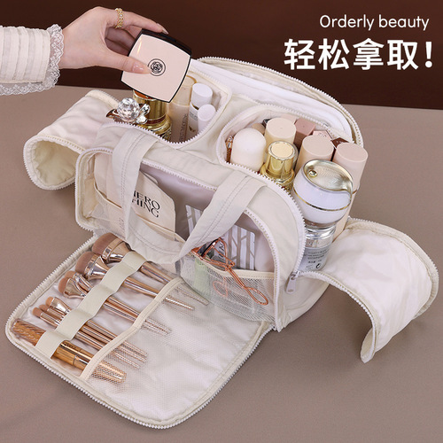 Cross-border multi-functional, ultra-large capacity, four-opening cosmetic bag, travel portable trolley box, cosmetic storage bag