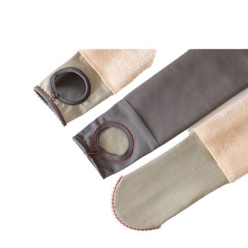 Air Hostess Grey One-Piece Sheer Leggings with Fleece for Women - Autumn/Winter Thick Warm Black Stockings Fake Meat Leggings