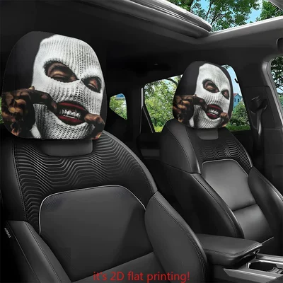 Car headrest cover with hip-hop masked bandit personalized print, universal car pillowcase, can be customized with labels and made according to provided images (Other Automotive Interior Supplies)