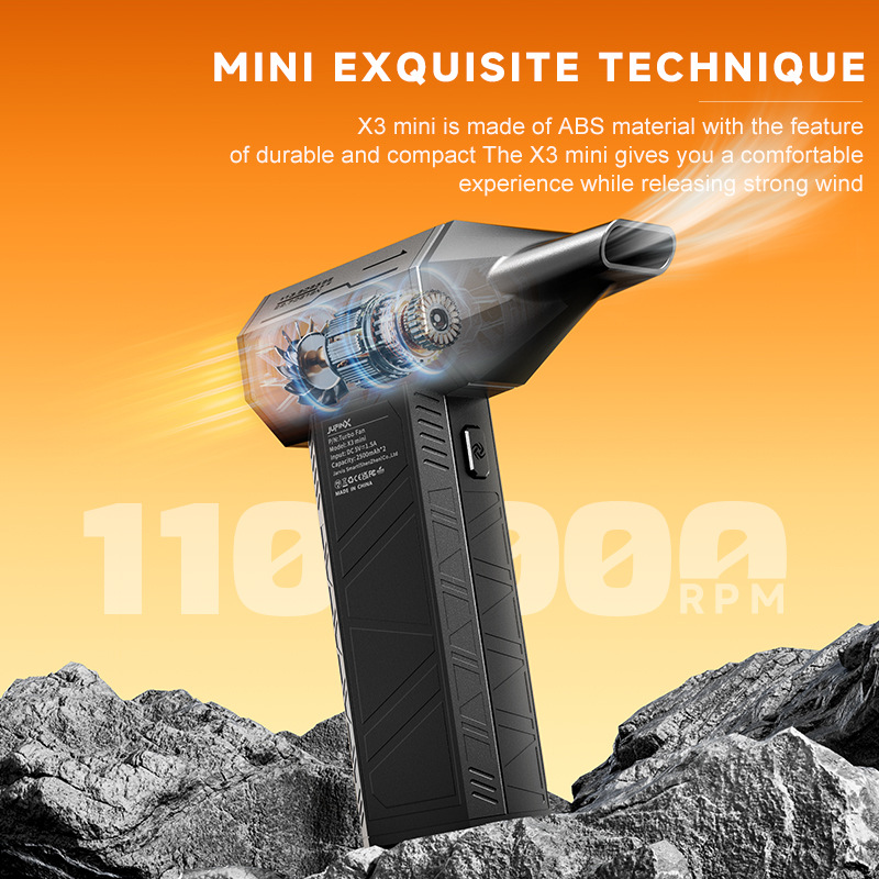 Ventilador violento transfronterizo de alta velocidad turbo sin escobillas secador de pelo portátil inalámbrico poderoso soplador de polvo X3mini Jarvis